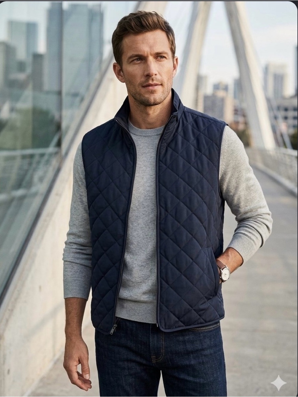Banana Republic Navy Quilted Vest - Men's Sleeveless Layer